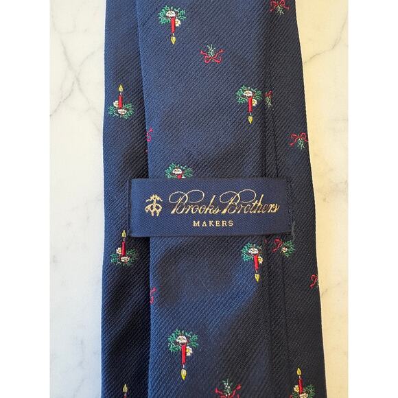 Navy Blue Red Brooks Brothers Makers Christmas Holiday Noel Tie Candle - Picture 3 of 6